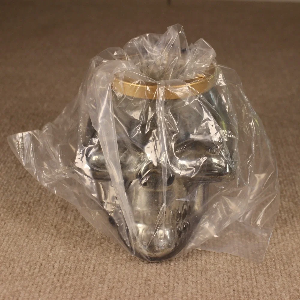 Mercury Glass Skull Tea Light Candle Holder Smoked Silver Gold Rim Gothic Decor